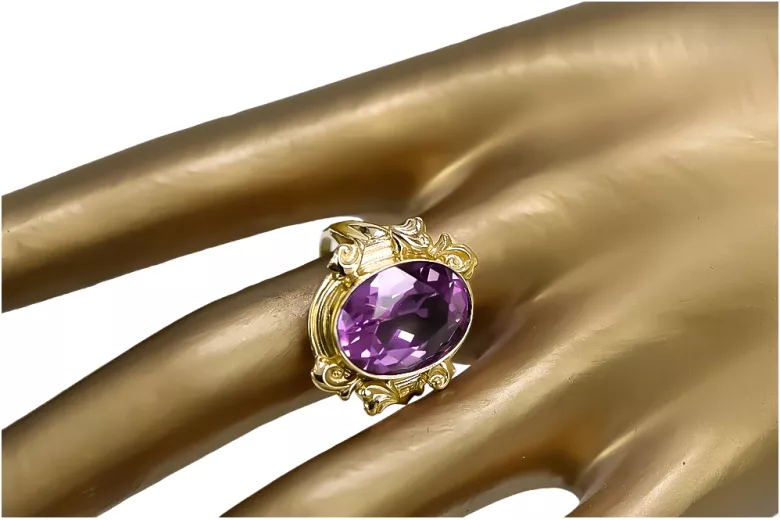 Ring Amethyst 14K Yellow gold Vintage vrc100y